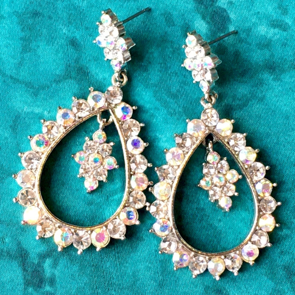 Vintage Crystal Teardrop Chandelier Earrings